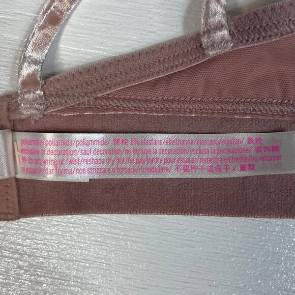 Pink Victorias Secret Womens Bralette Velvet Strappy Pink Size Medium - Picture 9 of 10